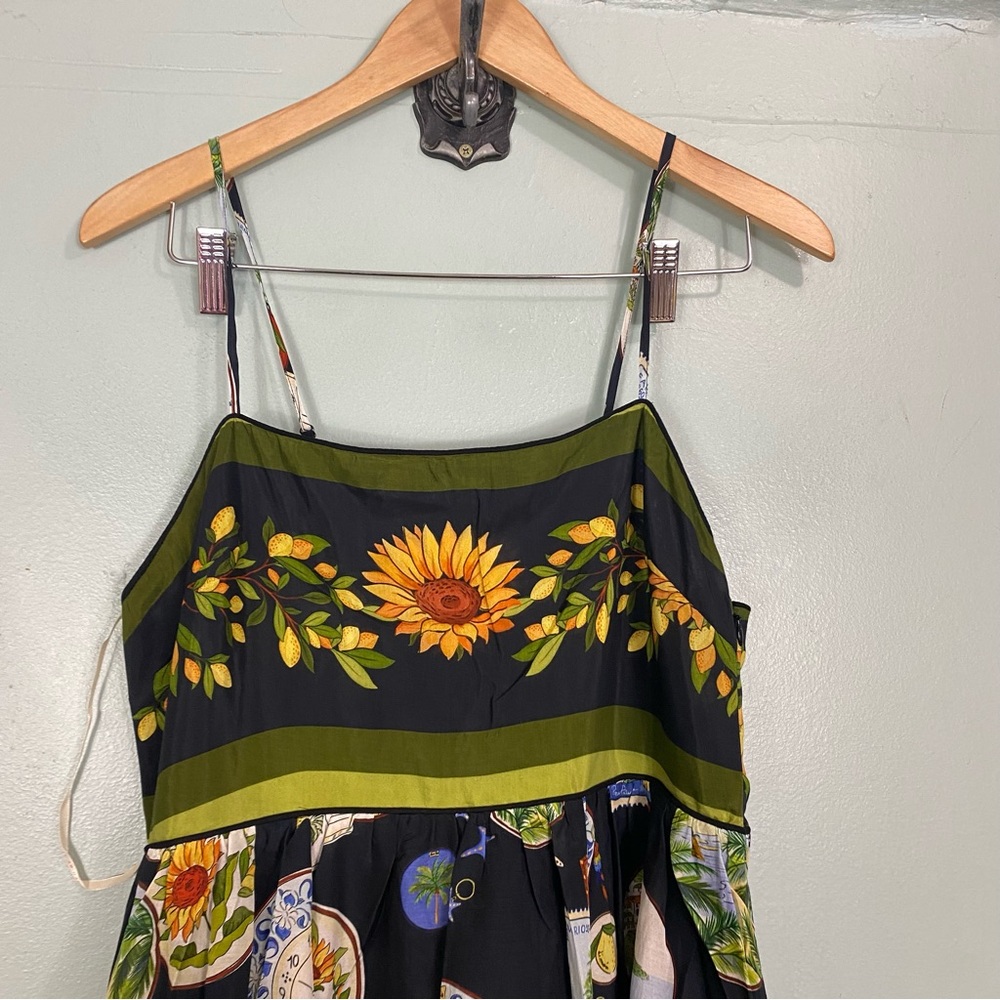 FARM Rio Black Trip Souvenir Maxi Dress Black Large Floral - Picture 3 of 8